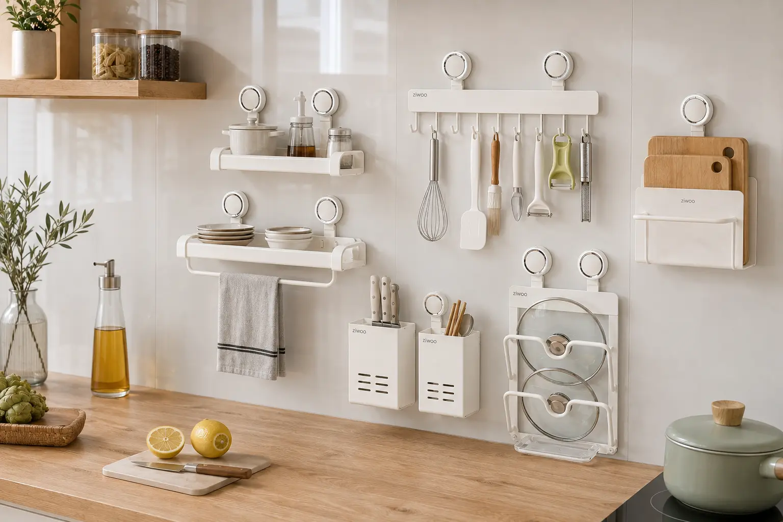 Illustrative Anwendungsszene mit weißen Organizer-Modulen